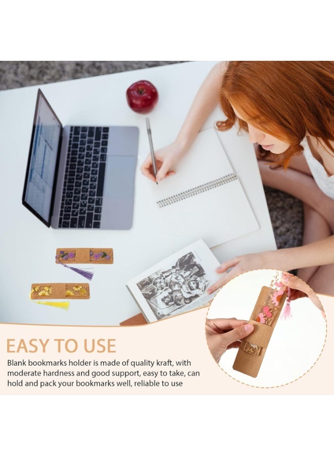 FAYET 50 Pack Kraft Bookmark Holders, 5.9×1.8 in Blank DIY Bookmark Display Cards/Sleeves for Resin Bookmarks, Small Business Packaging, Party Favor Gift Wrapping, Craft and Jewelry Display - Image 5